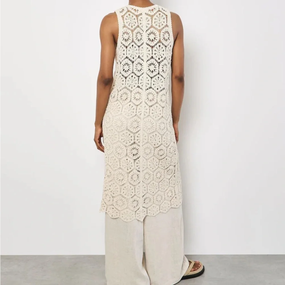 Y2K Fairy Floral Long Crochet Cardigan Vest | Small - Picture 2 of 8
